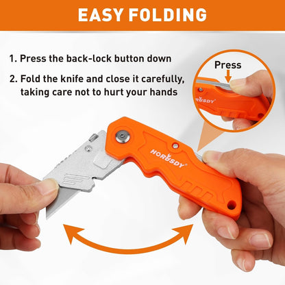 4-Pack Box Cutter Utility Knife, Heavy Duty Aluminum Shell Retractable Box Cutter for Cardboard, Boxes and Cartons, Extra 10 Blades