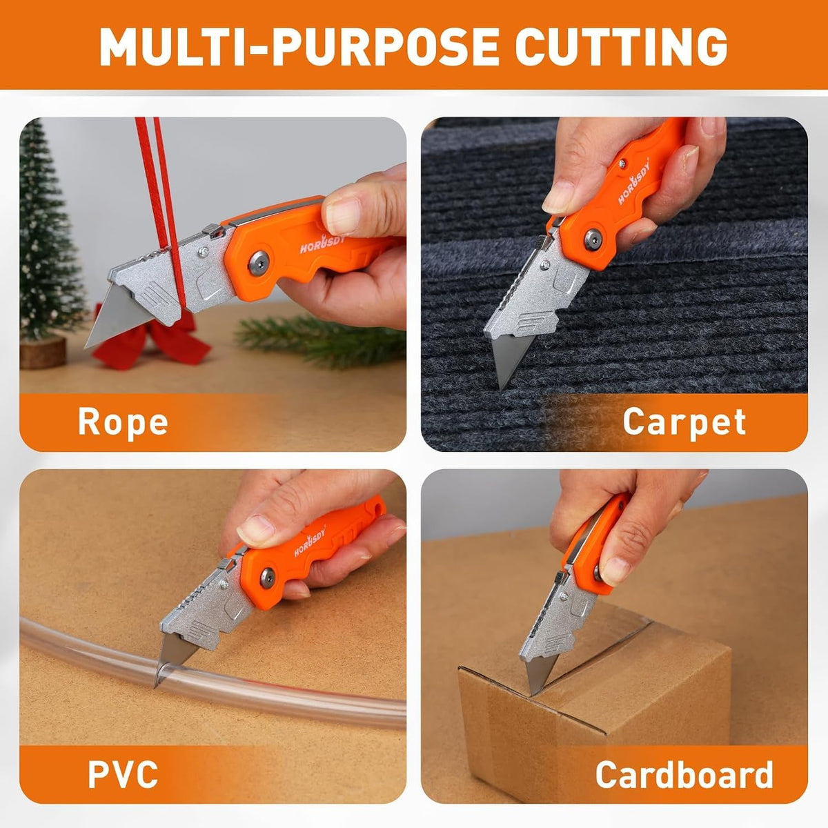 4-Pack Box Cutter Utility Knife, Heavy Duty Aluminum Shell Retractable Box Cutter for Cardboard, Boxes and Cartons, Extra 10 Blades