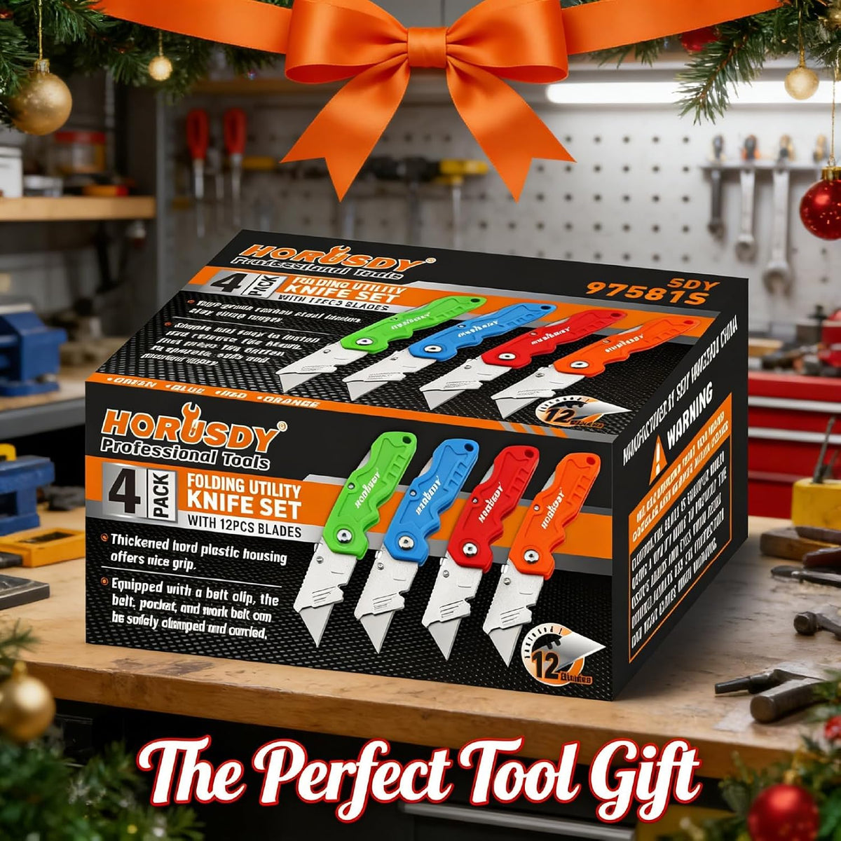4-Pack Box Cutter Utility Knife, Heavy Duty Aluminum Shell Retractable Box Cutter for Cardboard, Boxes and Cartons, Extra 10 Blades