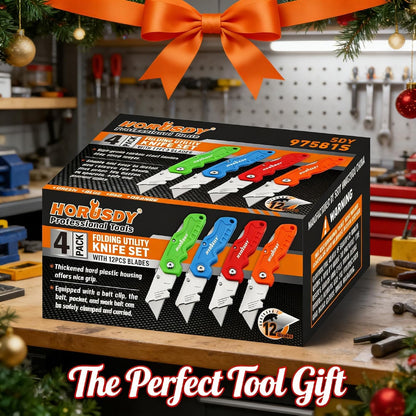 4-Pack Box Cutter Utility Knife, Heavy Duty Aluminum Shell Retractable Box Cutter for Cardboard, Boxes and Cartons, Extra 10 Blades