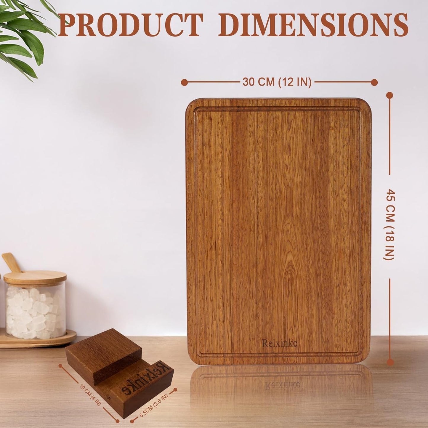 Solid Teak Wood Cutting Board One Piece Non Glued Thick Crack Resistant Wooden Chopping Board with DeepJuice Grooves Built in Handles for Kitchen Meat Vegetables Chese 13 X 8.7 Inch