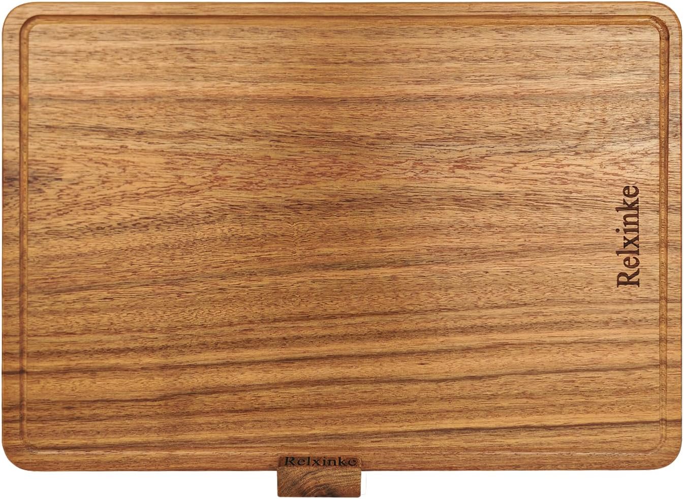 Solid Teak Wood Cutting Board One Piece Non Glued Thick Crack Resistant Wooden Chopping Board with DeepJuice Grooves Built in Handles for Kitchen Meat Vegetables Chese 13 X 8.7 Inch