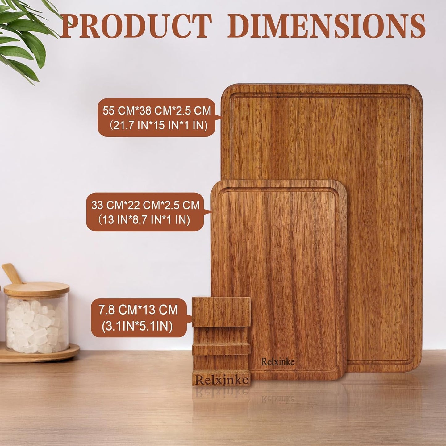 Solid Teak Wood Cutting Board One Piece Non Glued Thick Crack Resistant Wooden Chopping Board with DeepJuice Grooves Built in Handles for Kitchen Meat Vegetables Chese 13 X 8.7 Inch