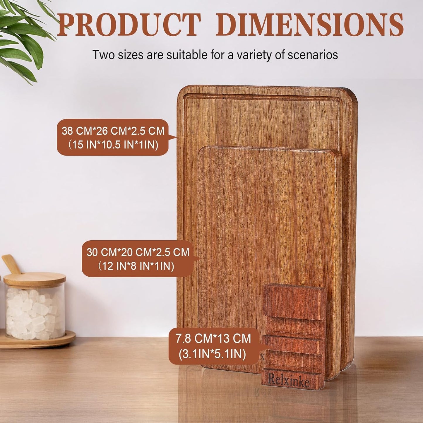 Solid Teak Wood Cutting Board One Piece Non Glued Thick Crack Resistant Wooden Chopping Board with DeepJuice Grooves Built in Handles for Kitchen Meat Vegetables Chese 13 X 8.7 Inch