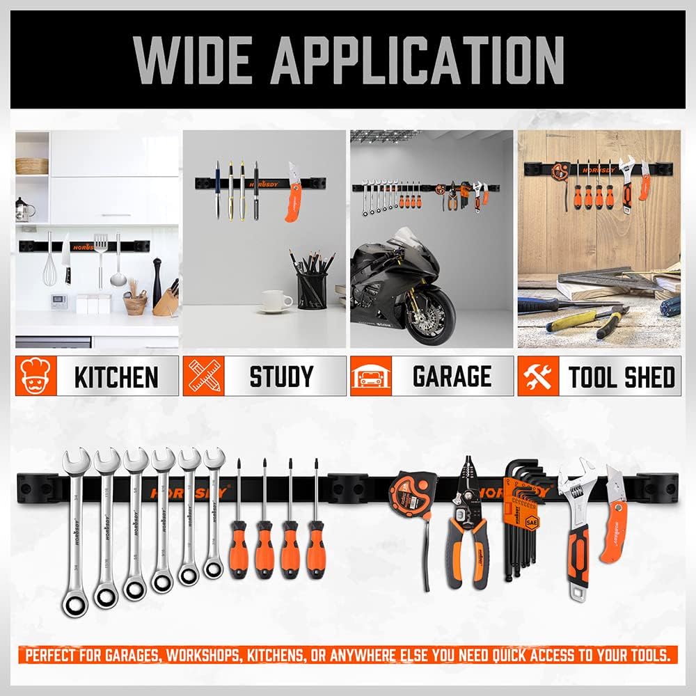 12" Magnetic Tool Holder Strip, 4-Pack Tool Magnet Bar for Garage Organization, Shop Organization, Mounting Screws Included