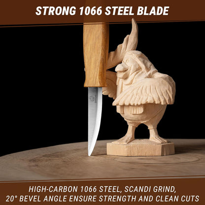 Wood Carving Knife C4 3.14" Whittling Sloyd Knife for Roughing - Spoon Carving Tools for Beginner to Pro Carver - Whittling Knives for Woodworking
