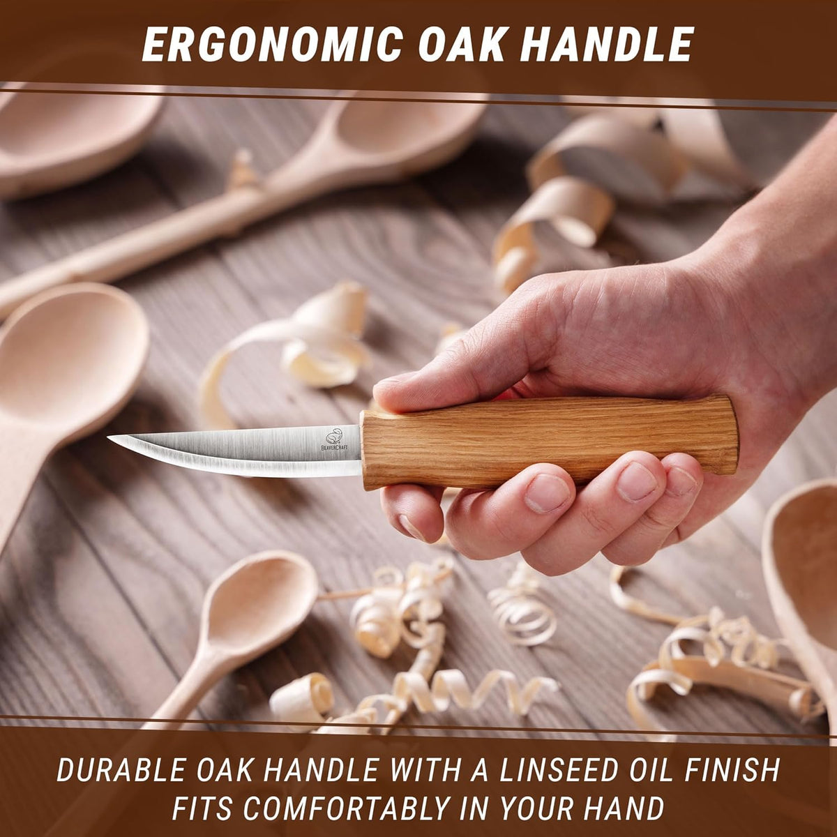 Wood Carving Knife C4 3.14" Whittling Sloyd Knife for Roughing - Spoon Carving Tools for Beginner to Pro Carver - Whittling Knives for Woodworking