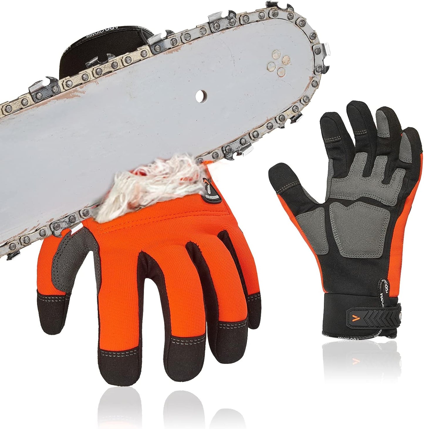 ... Chainsaw Cut Resistant Gloves,Level A5,12-Layer Protection on Both Hands Back,Cow Leather
