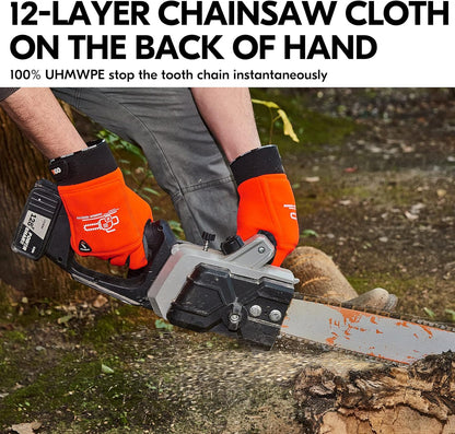 ... Chainsaw Cut Resistant Gloves,Level A5,12-Layer Protection on Both Hands Back,Cow Leather