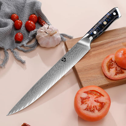 Carving Knife, 9 inch Slicing Knife, brisket knife & BBQ Knife, Forged from Japanese Damascus Super Steel meat carving knife, Full Tang Resin handle with Gift Box