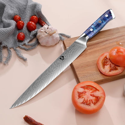 Carving Knife, 9 inch Slicing Knife, brisket knife & BBQ Knife, Forged from Japanese Damascus Super Steel meat carving knife, Full Tang Resin handle with Gift Box