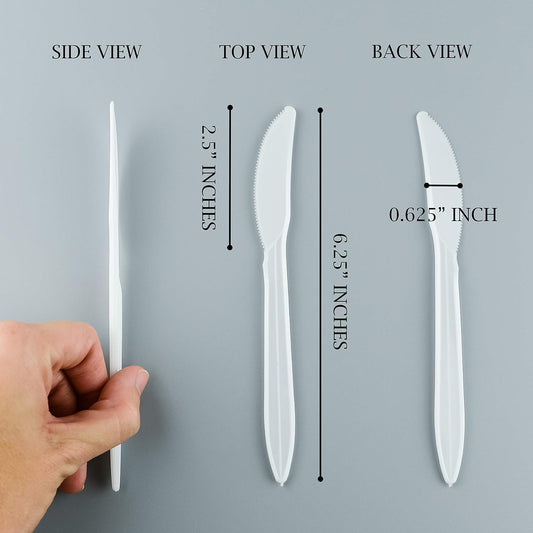 Cutlery Plastic Knives Medium Weight Disposable Silverware White (1000 Count)