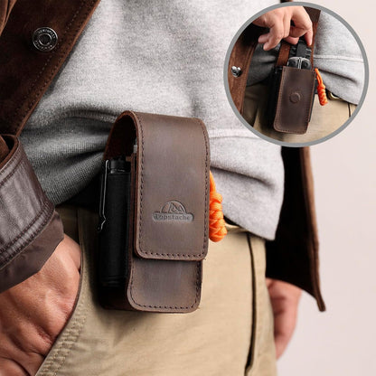 Leather Multitool Sheath for Belt - Multitool Holster for Belt - Multitool Pouch Fits Folding Tool - Magnetic Closure EDC Belt Organizer - EDC Belt Pouch - Multitool Holder, DarkBrown