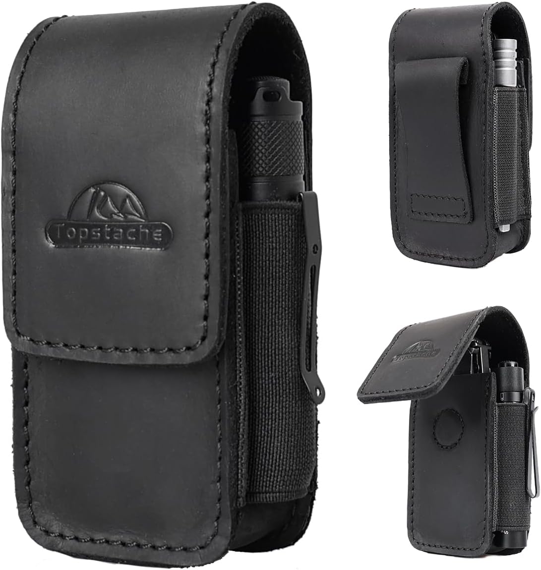 Leather Multitool Sheath for Belt - Multitool Holster for Belt - Multitool Pouch Fits Folding Tool - Magnetic Closure EDC Belt Organizer - EDC Belt Pouch - Multitool Holder, DarkBrown