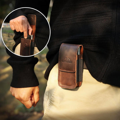 Leather Multitool Sheath for Belt - Multitool Holster for Belt - Multitool Pouch Fits Folding Tool - Magnetic Closure EDC Belt Organizer - EDC Belt Pouch - Multitool Holder, DarkBrown