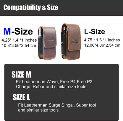 Leather Multitool Sheath for Belt - Multitool Holster for Belt - Multitool Pouch Fits Folding Tool - Magnetic Closure EDC Belt Organizer - EDC Belt Pouch - Multitool Holder, DarkBrown