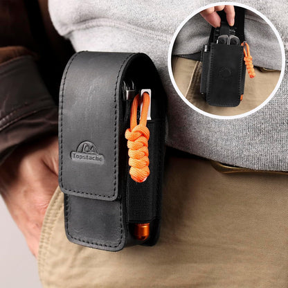 Leather Multitool Sheath for Belt - Multitool Holster for Belt - Multitool Pouch Fits Folding Tool - Magnetic Closure EDC Belt Organizer - EDC Belt Pouch - Multitool Holder, DarkBrown