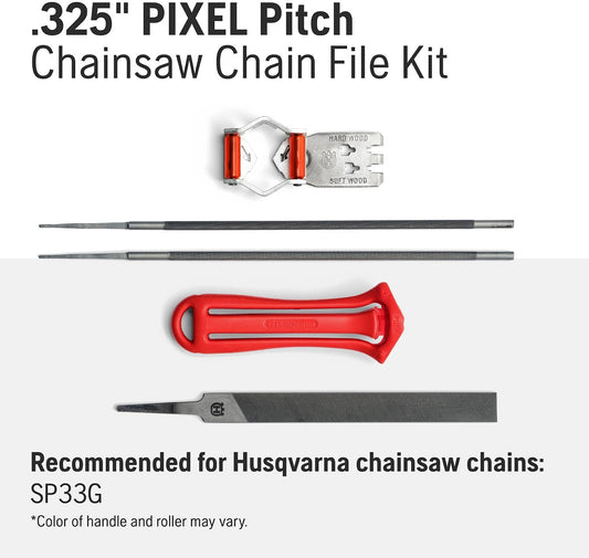 X-Cut SP33G Chainsaw File Kit for .325-Inch Pixel Chain, Sharpening Kit Includes Handle, Combination Guide, Flat and Round Files, Gifts for Men
