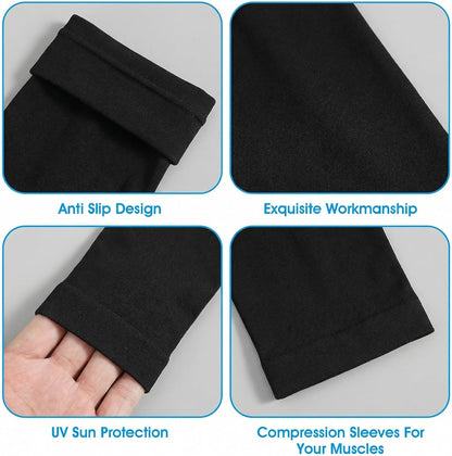 2 Pairs Arm Sleeves for Men Women UV Sun Protection UPF 50 Cooling Compression Sleeve to Cover Arm Tattoo Cover Up
