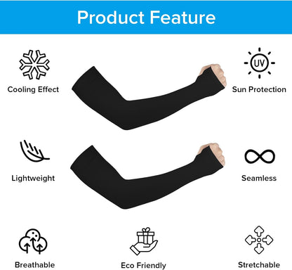 2 Pairs Arm Sleeves for Men Women UV Sun Protection UPF 50 Cooling Compression Sleeve to Cover Arm Tattoo Cover Up