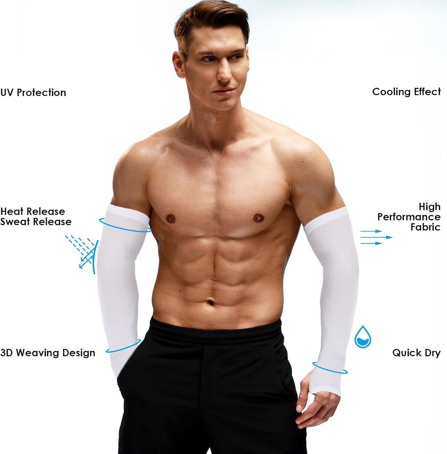 2 Pairs Arm Sleeves for Men Women UV Sun Protection UPF 50 Cooling Compression Sleeve to Cover Arm Tattoo Cover Up