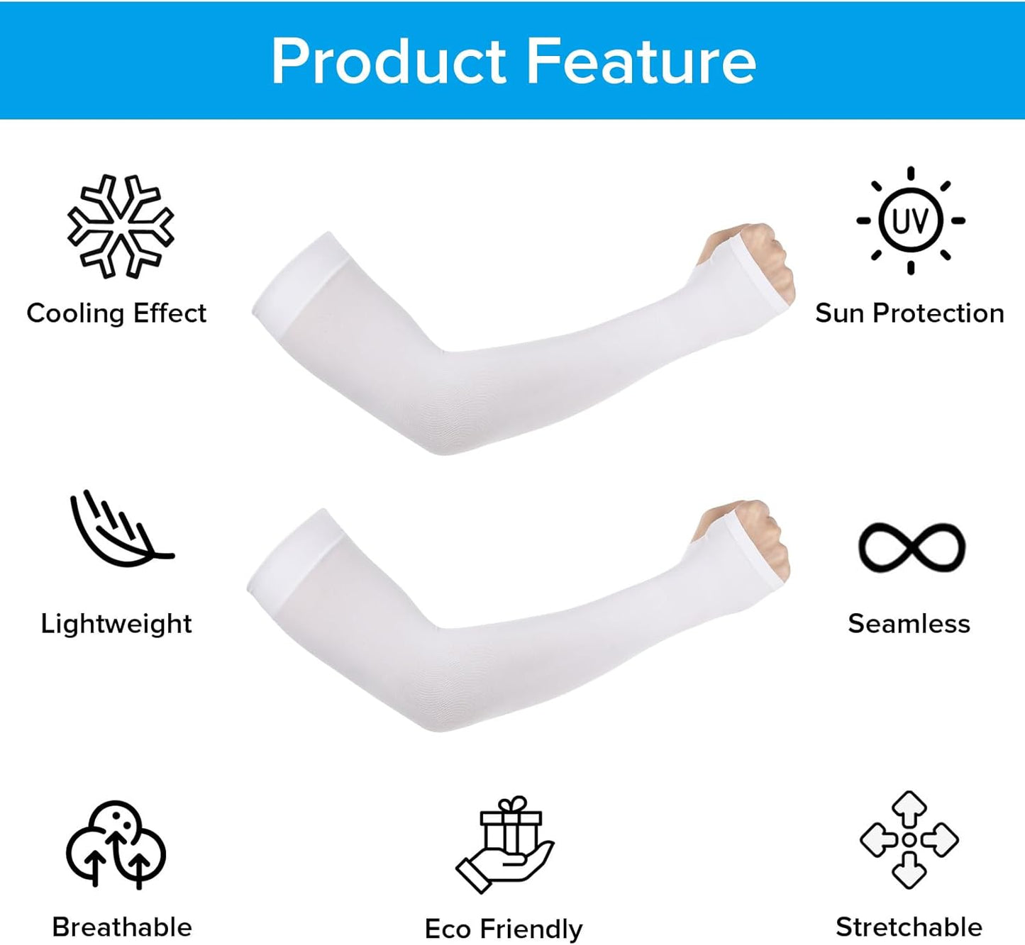 2 Pairs Arm Sleeves for Men Women UV Sun Protection UPF 50 Cooling Compression Sleeve to Cover Arm Tattoo Cover Up