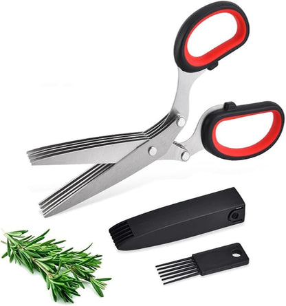 Upgraded Herb Scissors, Herb Shears Cutter Tool, with Sharp Stainless Steel Blades and Cleaning Comb, Must-Have Kitchen & Cooking Gadget, for Cutting Garden Herbs, Cilantro, Green Onion (Green)