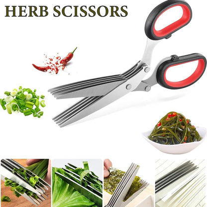 Upgraded Herb Scissors, Herb Shears Cutter Tool, with Sharp Stainless Steel Blades and Cleaning Comb, Must-Have Kitchen & Cooking Gadget, for Cutting Garden Herbs, Cilantro, Green Onion (Green)