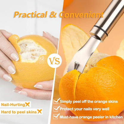 Stainless Steel Orange Peeler – Triangular & Serrated Blade Citrus Peeler