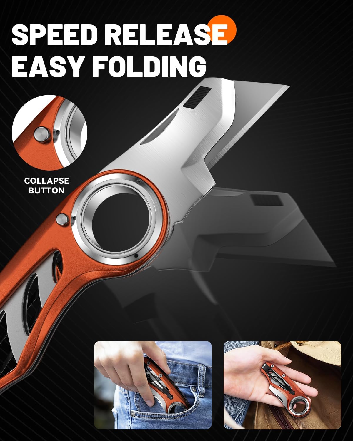 Folding Utility Knife Pocket Knife, Heavy-Duty Box Cutter with Anti Slip Finger Loop, Quick Change Blade Razor Knife, Box Cutters for Home, Office, Warehouse, Durable Razor Knife, Box Knife (Red)