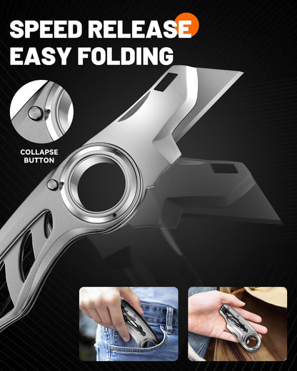 Folding Utility Knife Pocket Knife, Heavy-Duty Box Cutter with Anti Slip Finger Loop, Quick Change Blade Razor Knife, Box Cutters for Home, Office, Warehouse, Durable Razor Knife, Box Knife (Red)