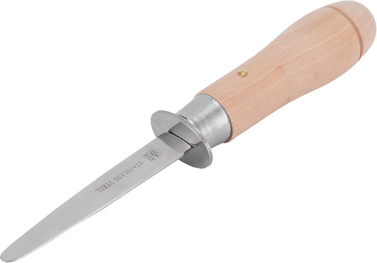 oyster shucking knife,Oyster Shucker Tools, Stainless Steel Oyster Knife with Wood Long Handle, Oyster Knife and Clam Knife Large Labor Saving Oyster Shucking Knife for Seafood