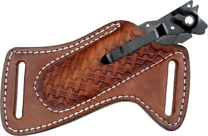 Leather Knife Sheath for Belt - Cross Draw Pocket Knife Sheath - Leather Folding Knife Holster for 5 inch Pocket Knife Holder TOP Grain Leather 430