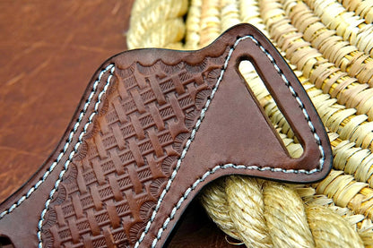 Leather Knife Sheath for Belt - Cross Draw Pocket Knife Sheath - Leather Folding Knife Holster for 5 inch Pocket Knife Holder TOP Grain Leather 430