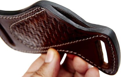 Leather Knife Sheath for Belt - Cross Draw Pocket Knife Sheath - Leather Folding Knife Holster for 5 inch Pocket Knife Holder TOP Grain Leather 430