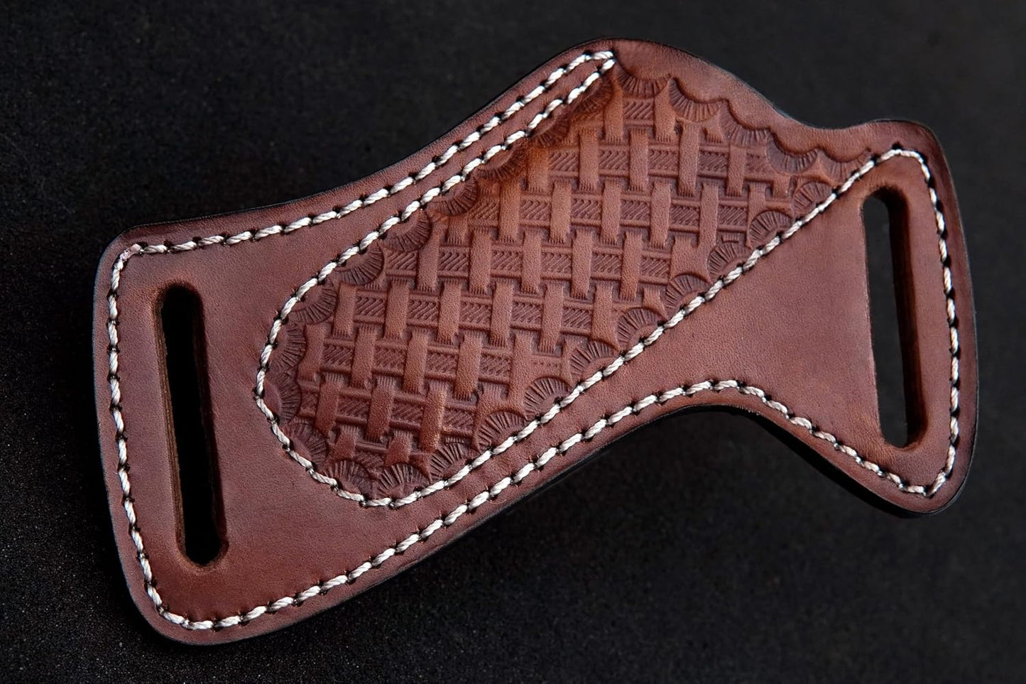 Leather Knife Sheath for Belt - Cross Draw Pocket Knife Sheath - Leather Folding Knife Holster for 5 inch Pocket Knife Holder TOP Grain Leather 430