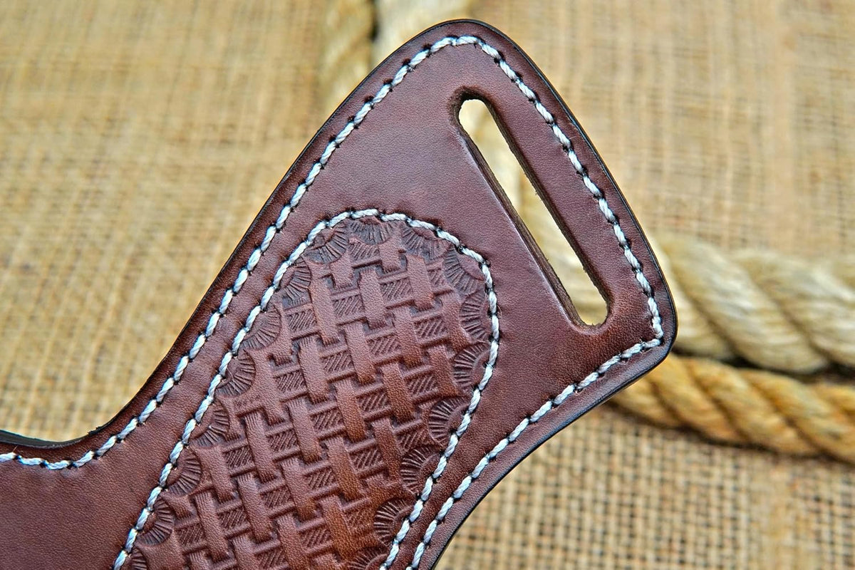 Leather Knife Sheath for Belt - Cross Draw Pocket Knife Sheath - Leather Folding Knife Holster for 5 inch Pocket Knife Holder TOP Grain Leather 430