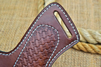 Leather Knife Sheath for Belt - Cross Draw Pocket Knife Sheath - Leather Folding Knife Holster for 5 inch Pocket Knife Holder TOP Grain Leather 430