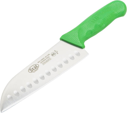 7" Green Plastic Santoku Knife