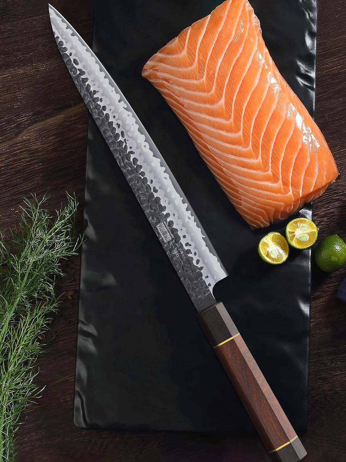 Sushi Knife 10 Inch, Ultra Sharp Sashimi Knives, Rosewood Handle | Hand Forged High Carbon Steel Yanagiba Knife, Japanese Kitchen Chef Knives for Cutting Sushi & Sashimi, Fish Filleting