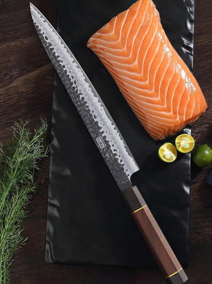 Sushi Knife 10 Inch, Ultra Sharp Sashimi Knives, Rosewood Handle | Hand Forged High Carbon Steel Yanagiba Knife, Japanese Kitchen Chef Knives for Cutting Sushi & Sashimi, Fish Filleting