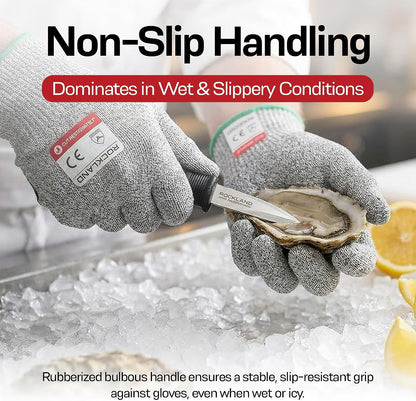 Oyster Shucking Knife - 3.5” Heavy Duty 420 Stainless Steel Shucker for Clams & Shellfish - Non-Slip Ergonomic Handle Seafood Tool for Beginners, 1-Pack