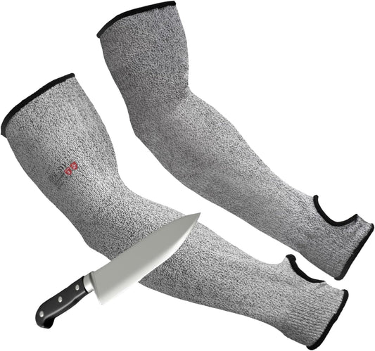 Arm Protectors For Thin Skin And Bruising, Kevlar Sleeves. A5 Level Cut Resistant Arm Sleeves For Gardening, Welding, Kitchen (Grey, 17.7 In)
