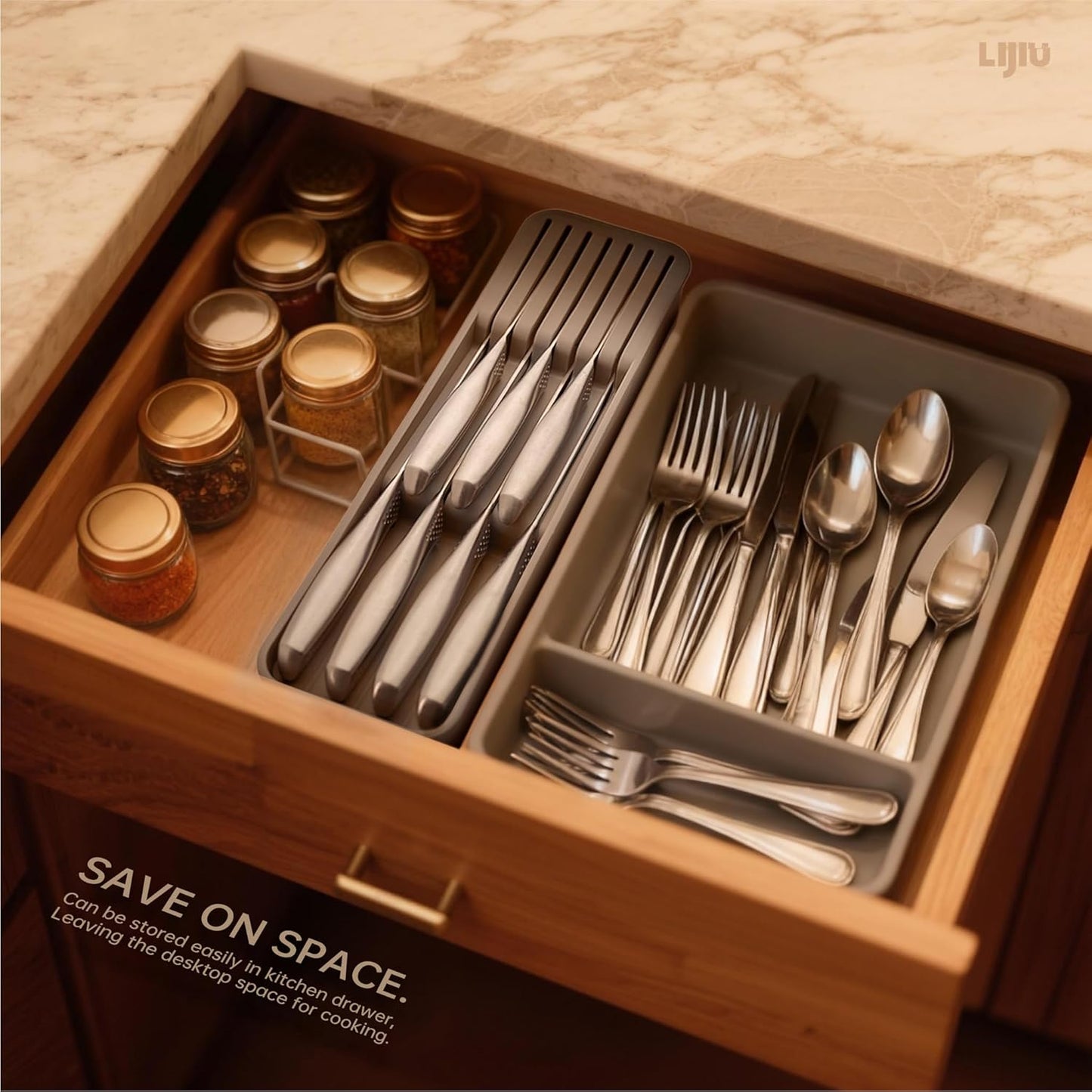 Kitchen Knife Set 7 Pcs & Horizontally Knives Case, Crafted from High Carbon 5Cr15Mov Stainless Steel and Food-Grade Polypropylene. (7)