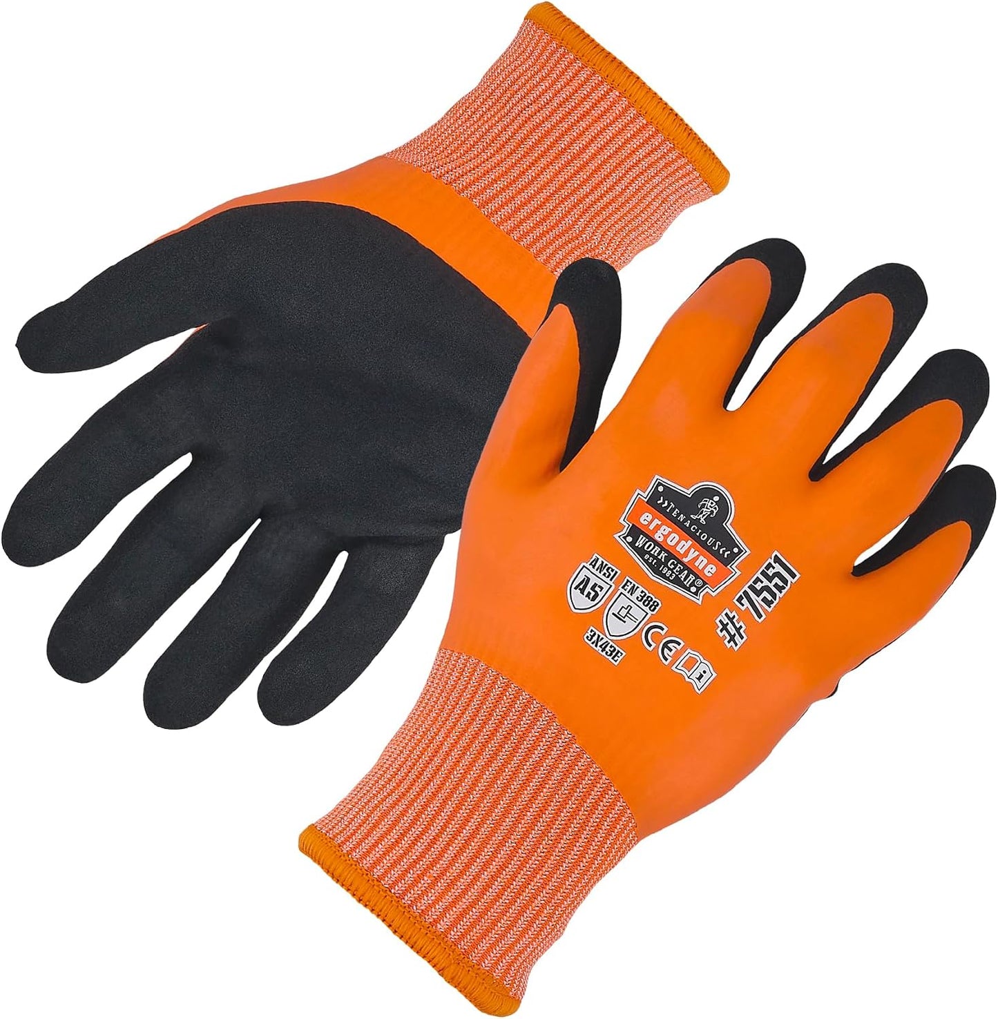 Unisex Proflex 7551 Coated Cut-resistant Winter Work Gloves - Ansi/Isea 105-2016 A5, En 388: 3x43e, Waterproof