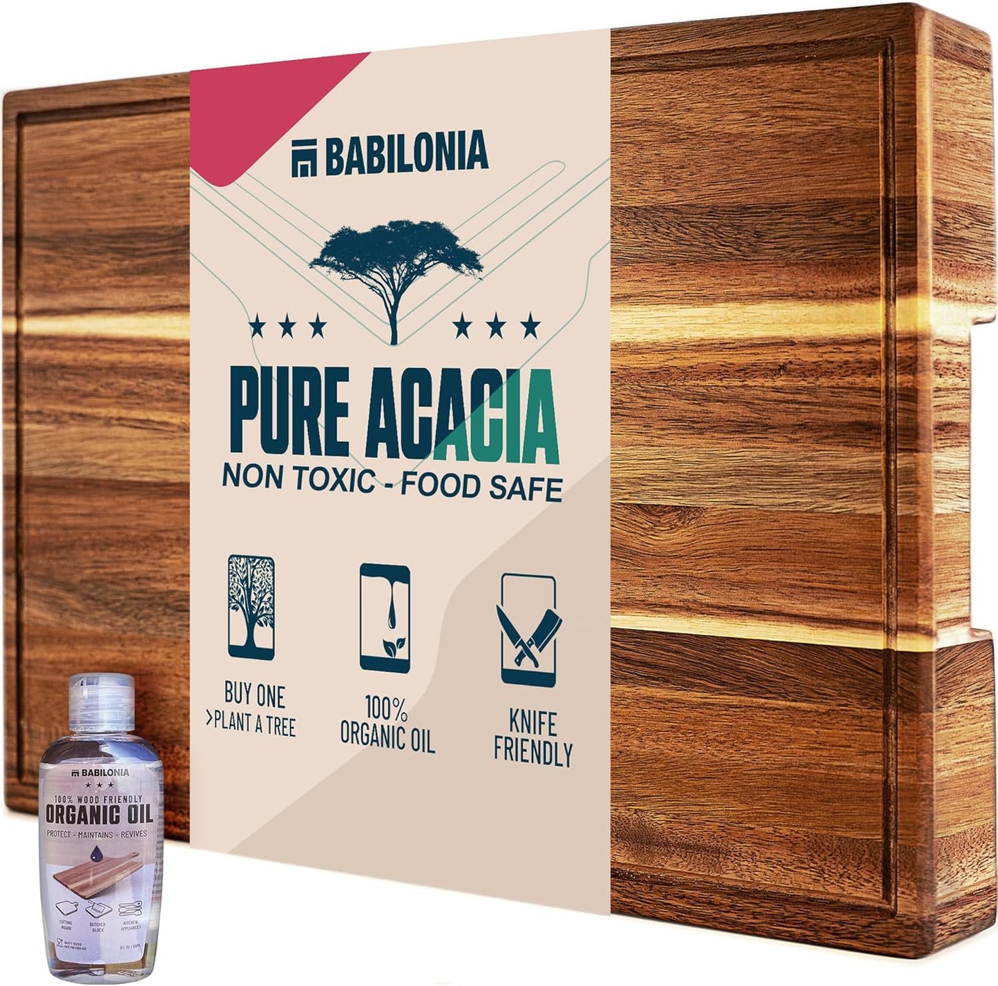 Bamboo Cutting Board, End Grain Butcher Block for Kitchen, Extra Thick 1.7" | 20 x 12.2 Inch (Extra Thick 1.7") Professional, Heavy Duty Hardwood Non Toxic Wooden Chopping Board (Oil & Plate Included)