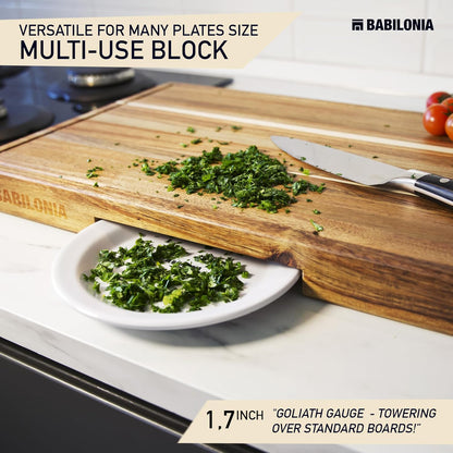 Bamboo Cutting Board, End Grain Butcher Block for Kitchen, Extra Thick 1.7" | 20 x 12.2 Inch (Extra Thick 1.7") Professional, Heavy Duty Hardwood Non Toxic Wooden Chopping Board (Oil & Plate Included)