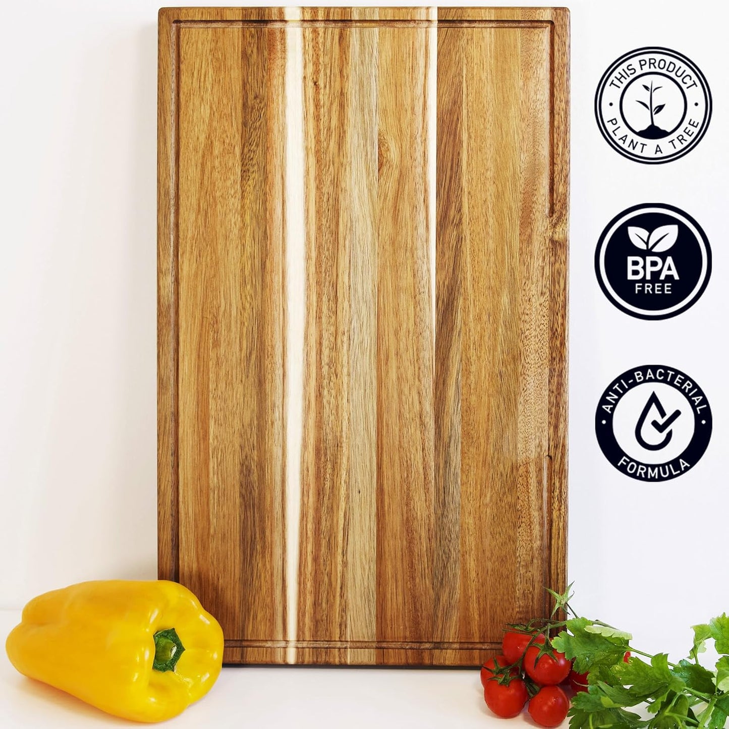 Bamboo Cutting Board, End Grain Butcher Block for Kitchen, Extra Thick 1.7" | 20 x 12.2 Inch (Extra Thick 1.7") Professional, Heavy Duty Hardwood Non Toxic Wooden Chopping Board (Oil & Plate Included)