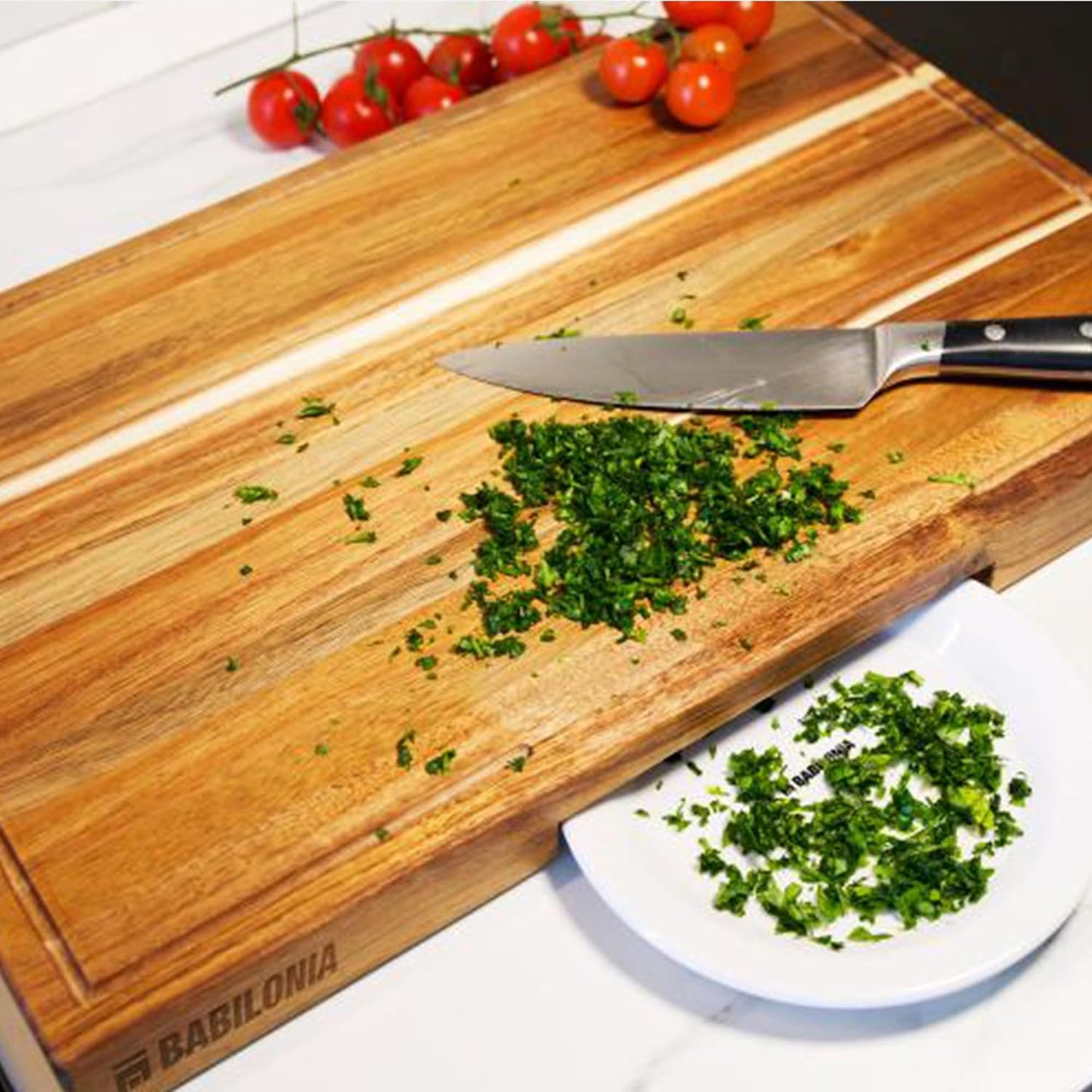 Bamboo Cutting Board, End Grain Butcher Block for Kitchen, Extra Thick 1.7" | 20 x 12.2 Inch (Extra Thick 1.7") Professional, Heavy Duty Hardwood Non Toxic Wooden Chopping Board (Oil & Plate Included)