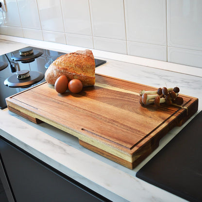 Bamboo Cutting Board, End Grain Butcher Block for Kitchen, Extra Thick 1.7" | 20 x 12.2 Inch (Extra Thick 1.7") Professional, Heavy Duty Hardwood Non Toxic Wooden Chopping Board (Oil & Plate Included)